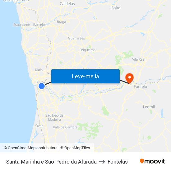 Santa Marinha e São Pedro da Afurada to Fontelas map