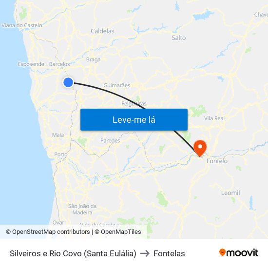 Silveiros e Rio Covo (Santa Eulália) to Fontelas map