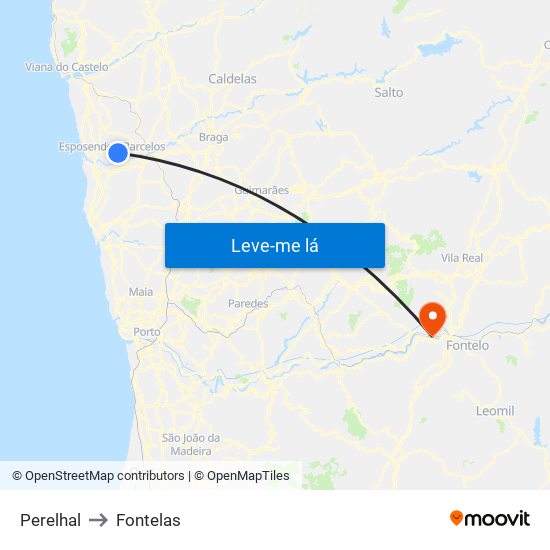 Perelhal to Fontelas map