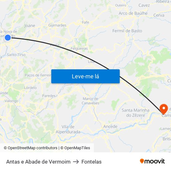 Antas e Abade de Vermoim to Fontelas map