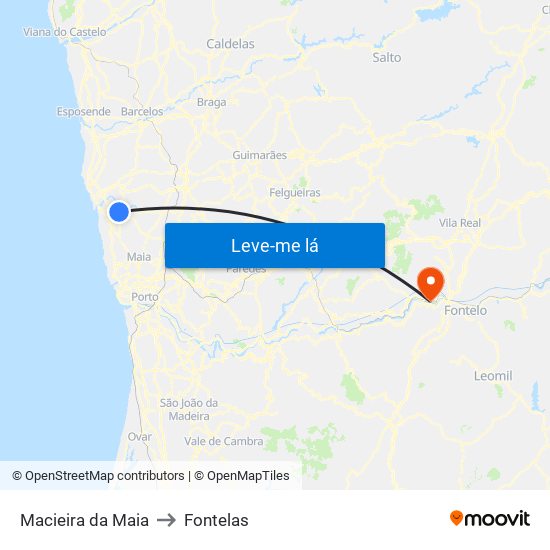 Macieira da Maia to Fontelas map