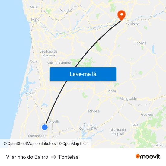 Vilarinho do Bairro to Fontelas map