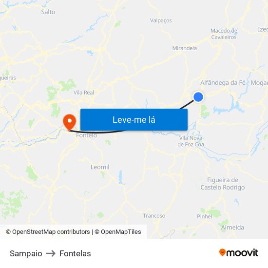 Sampaio to Fontelas map
