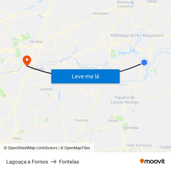 Lagoaça e Fornos to Fontelas map