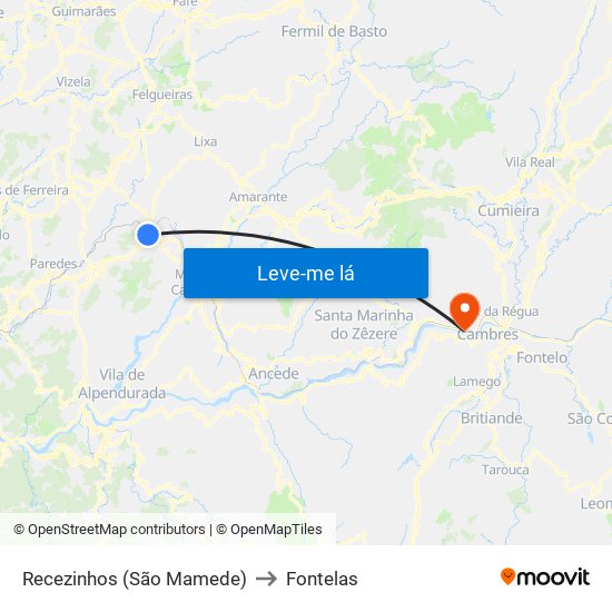 Recezinhos (São Mamede) to Fontelas map