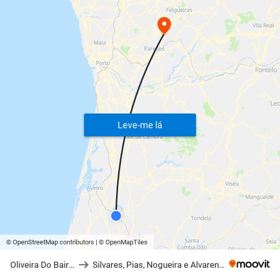 Oliveira Do Bairro to Silvares, Pias, Nogueira e Alvarenga map