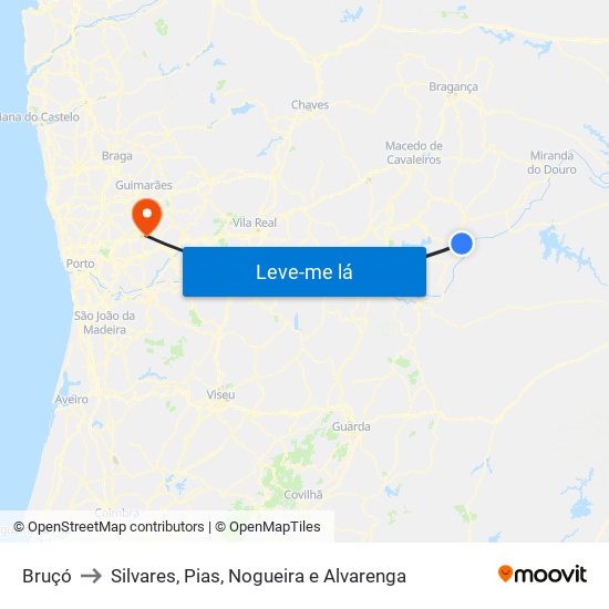 Bruçó to Silvares, Pias, Nogueira e Alvarenga map