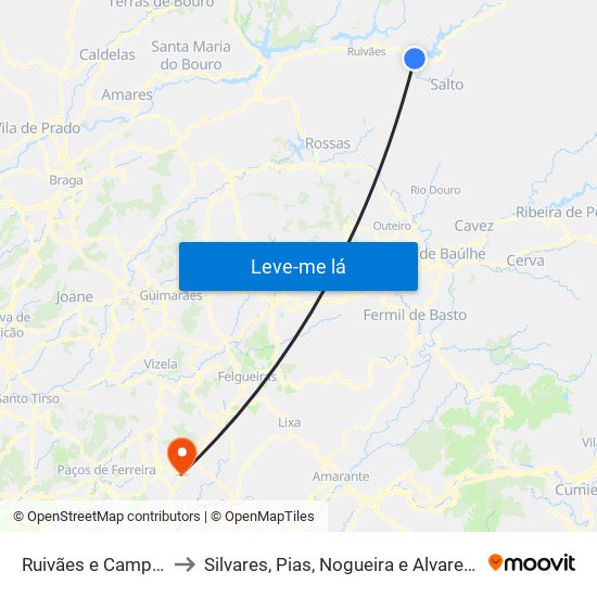 Ruivães e Campos to Silvares, Pias, Nogueira e Alvarenga map