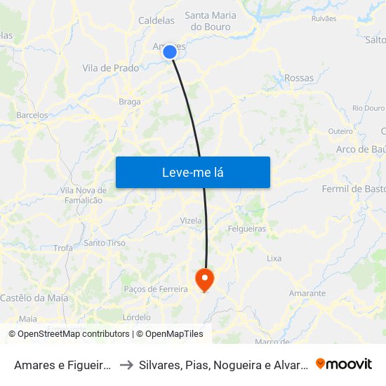 Amares e Figueiredo to Silvares, Pias, Nogueira e Alvarenga map