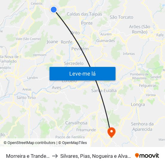 Morreira e Trandeiras to Silvares, Pias, Nogueira e Alvarenga map