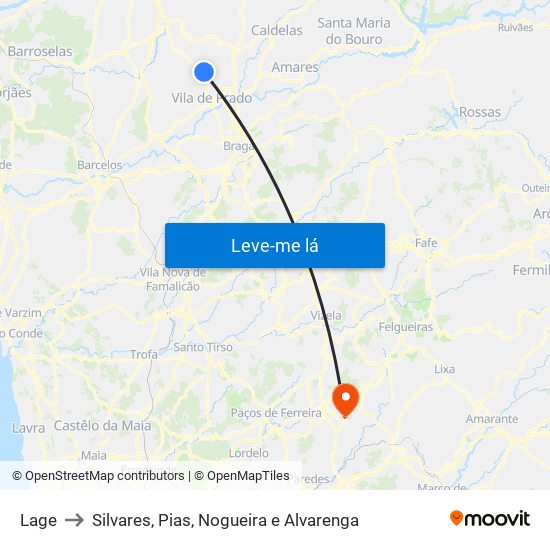 Lage to Silvares, Pias, Nogueira e Alvarenga map