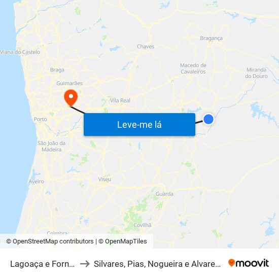 Lagoaça e Fornos to Silvares, Pias, Nogueira e Alvarenga map