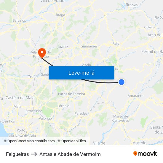 Felgueiras to Antas e Abade de Vermoim map