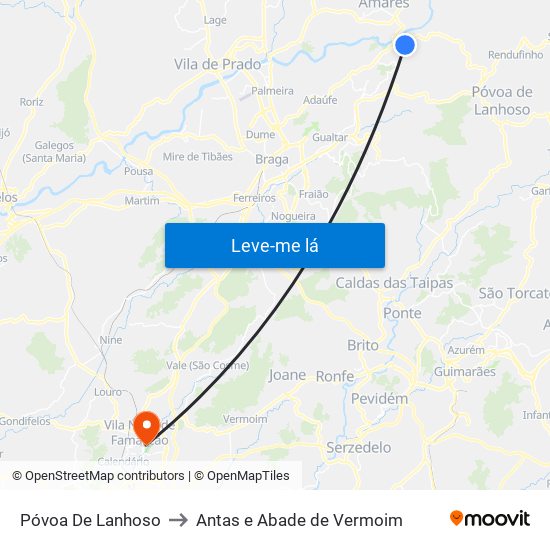 Póvoa De Lanhoso to Antas e Abade de Vermoim map