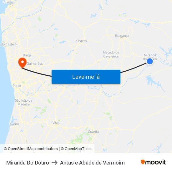 Miranda Do Douro to Antas e Abade de Vermoim map