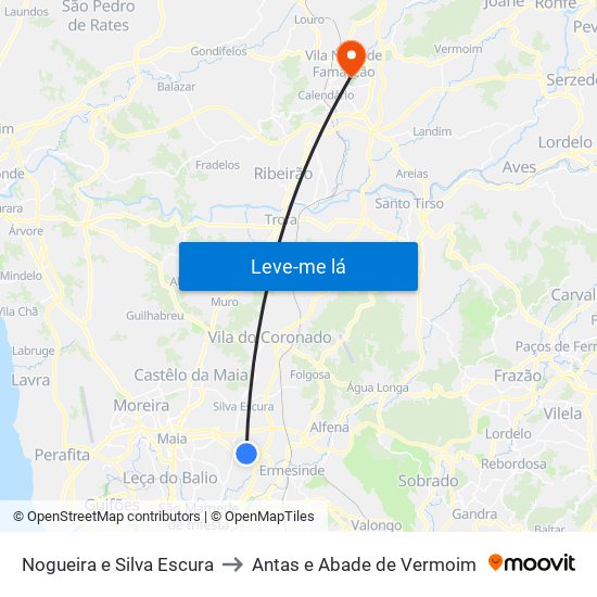 Nogueira e Silva Escura to Antas e Abade de Vermoim map