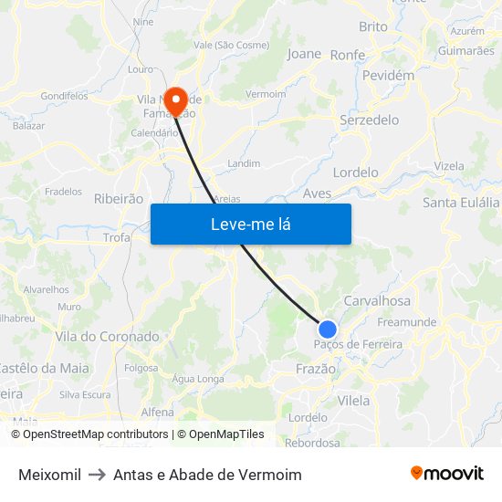 Meixomil to Antas e Abade de Vermoim map