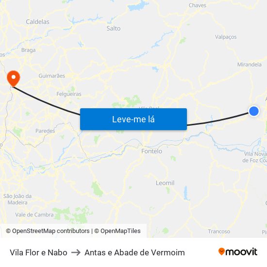 Vila Flor e Nabo to Antas e Abade de Vermoim map