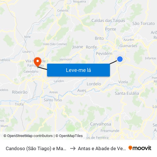 Candoso (São Tiago) e Mascotelos to Antas e Abade de Vermoim map