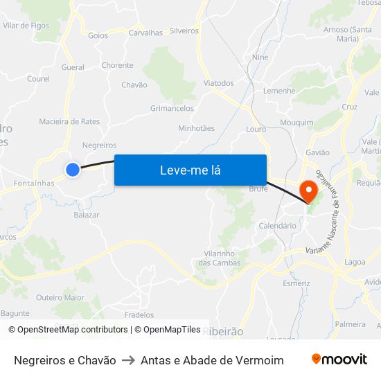 Negreiros e Chavão to Antas e Abade de Vermoim map