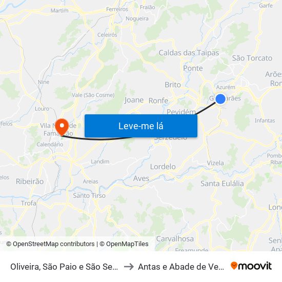 Oliveira, São Paio e São Sebastião to Antas e Abade de Vermoim map