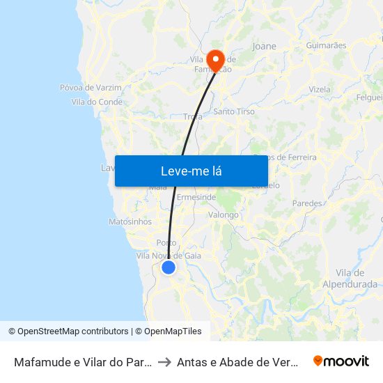 Mafamude e Vilar do Paraíso to Antas e Abade de Vermoim map