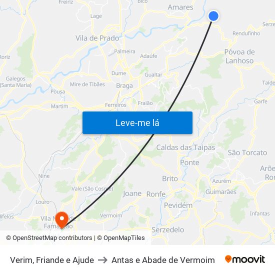 Verim, Friande e Ajude to Antas e Abade de Vermoim map