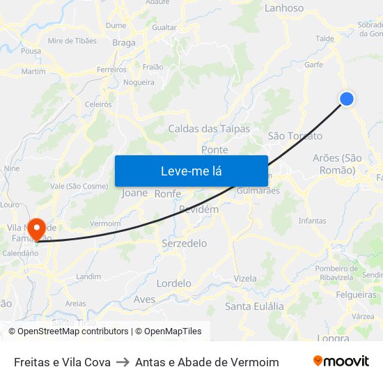 Freitas e Vila Cova to Antas e Abade de Vermoim map