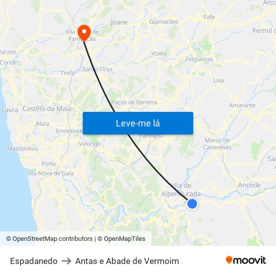 Espadanedo to Antas e Abade de Vermoim map