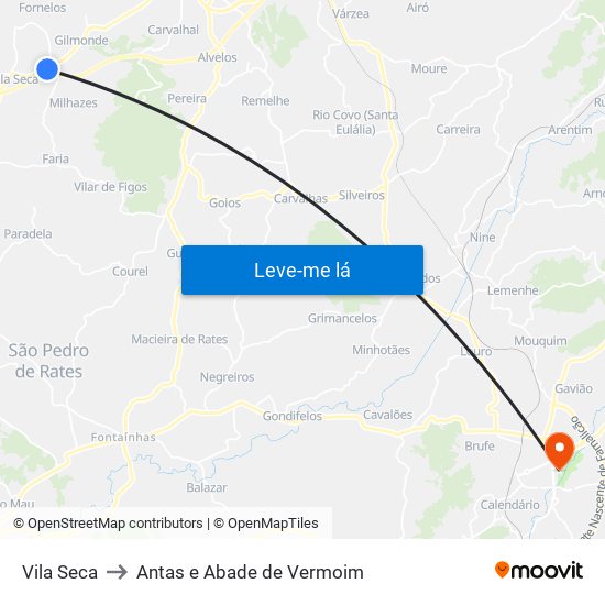 Vila Seca to Antas e Abade de Vermoim map