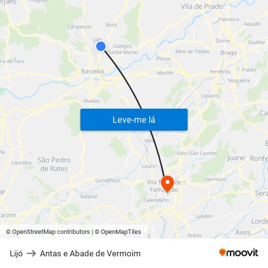 Lijó to Antas e Abade de Vermoim map