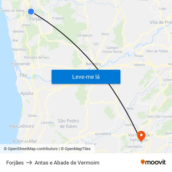 Forjães to Antas e Abade de Vermoim map