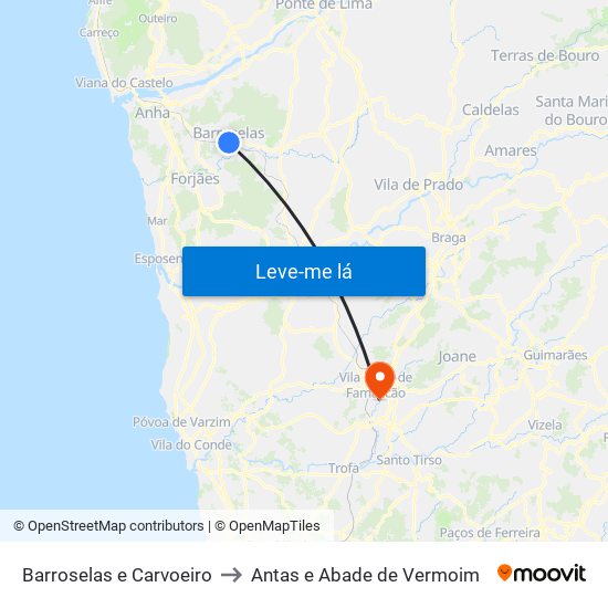 Barroselas e Carvoeiro to Antas e Abade de Vermoim map