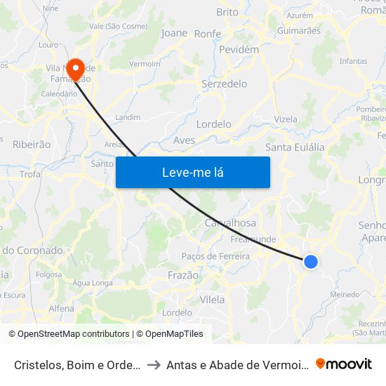 Cristelos, Boim e Ordem to Antas e Abade de Vermoim map