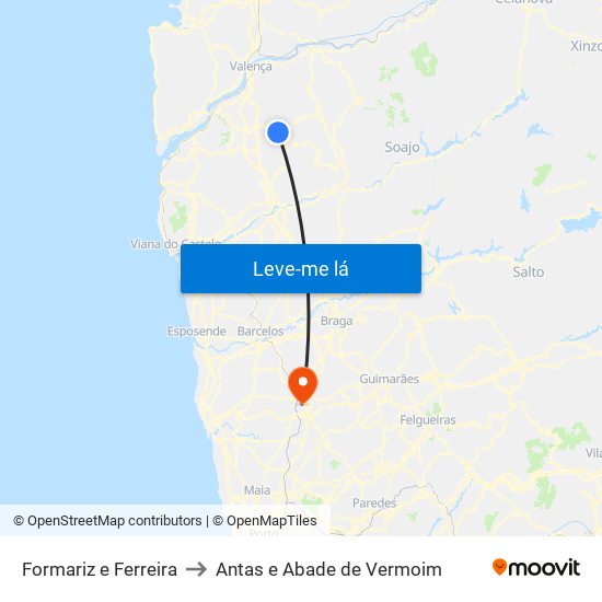 Formariz e Ferreira to Antas e Abade de Vermoim map