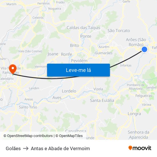 Golães to Antas e Abade de Vermoim map
