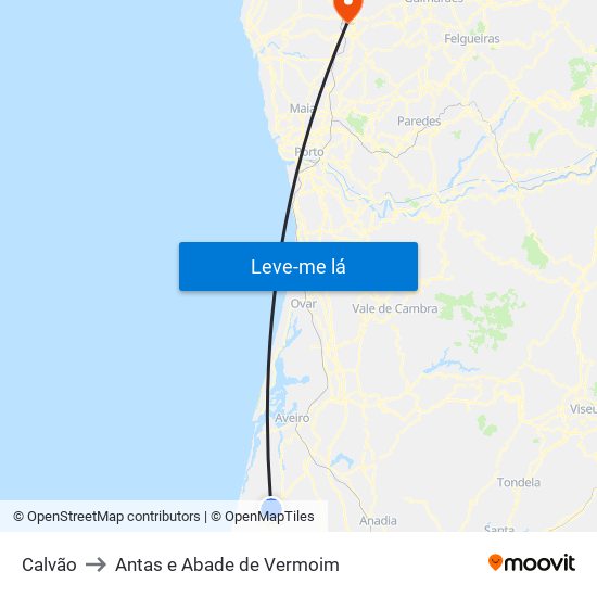 Calvão to Antas e Abade de Vermoim map