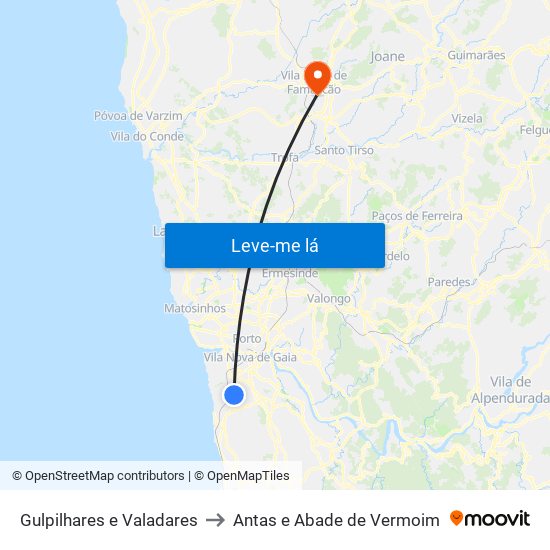 Gulpilhares e Valadares to Antas e Abade de Vermoim map