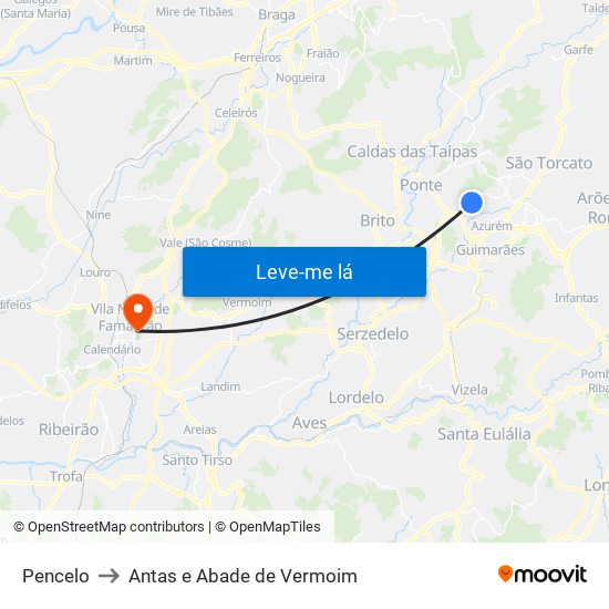Pencelo to Antas e Abade de Vermoim map