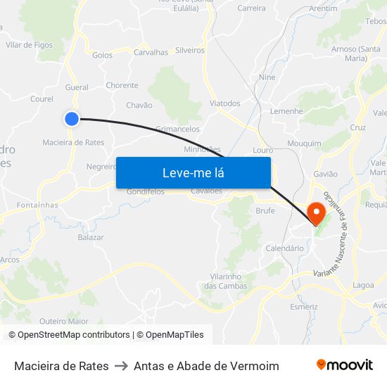 Macieira de Rates to Antas e Abade de Vermoim map