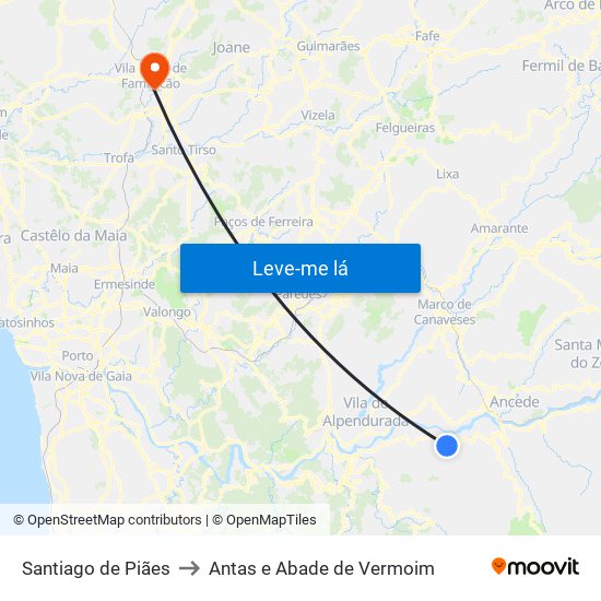 Santiago de Piães to Antas e Abade de Vermoim map