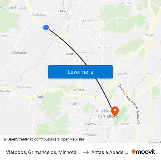 Viatodos, Grimancelos, Minhotães e Monte de Fralães to Antas e Abade de Vermoim map
