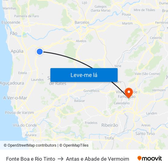 Fonte Boa e Rio Tinto to Antas e Abade de Vermoim map