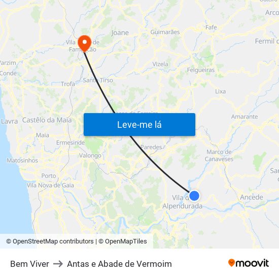 Bem Viver to Antas e Abade de Vermoim map