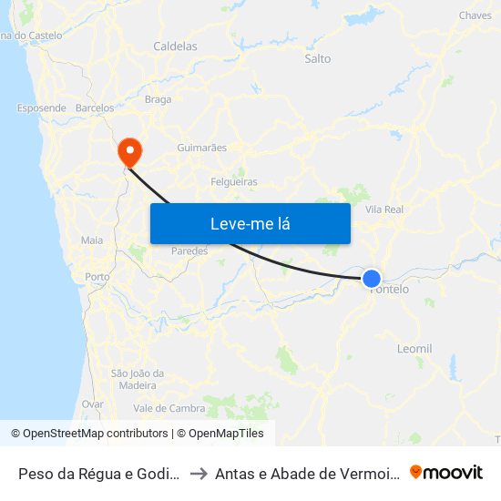 Peso da Régua e Godim to Antas e Abade de Vermoim map