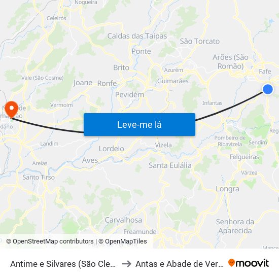 Antime e Silvares (São Clemente) to Antas e Abade de Vermoim map