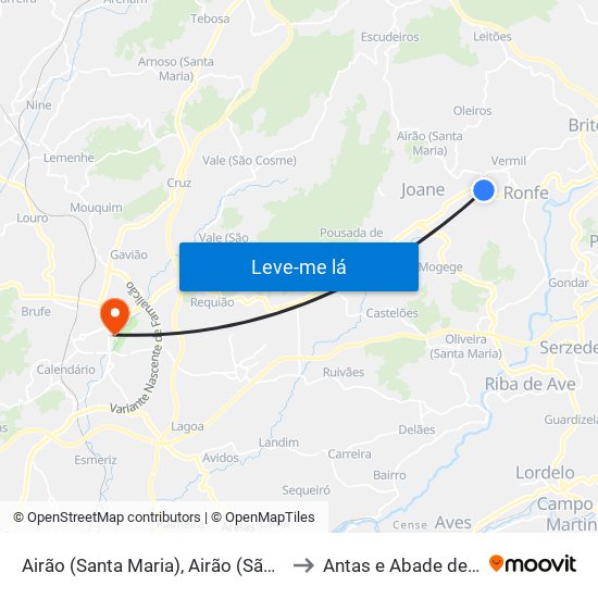 Airão (Santa Maria), Airão (São João) e Vermil to Antas e Abade de Vermoim map