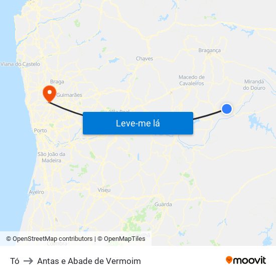 Tó to Antas e Abade de Vermoim map