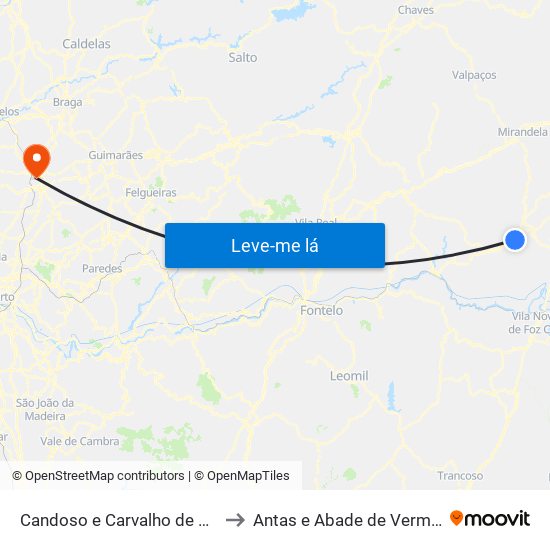 Candoso e Carvalho de Egas to Antas e Abade de Vermoim map