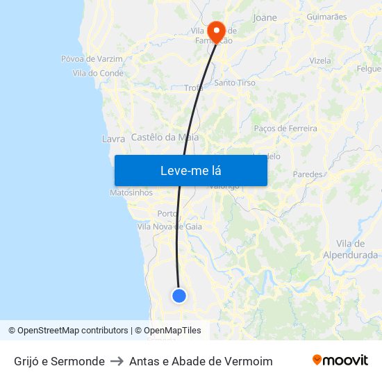 Grijó e Sermonde to Antas e Abade de Vermoim map